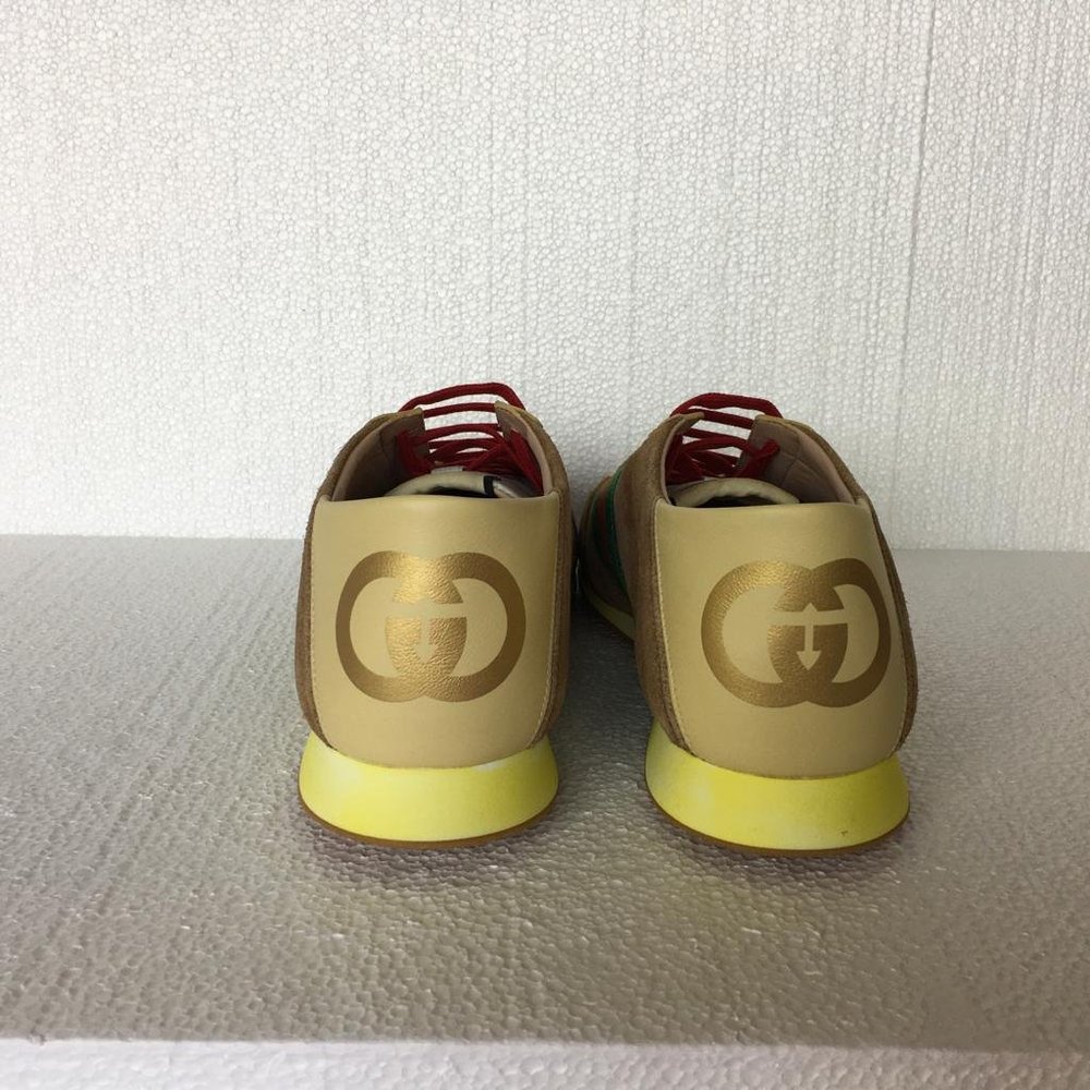 Gucci Man Sneakers Suede Leather Web Brown DM57 - Picture 7 of 12